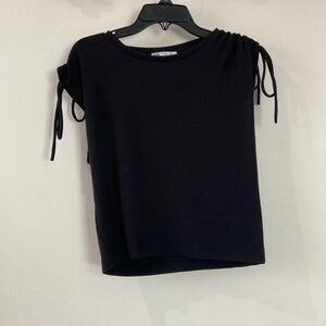 Black Zara top with tie up sleeves
